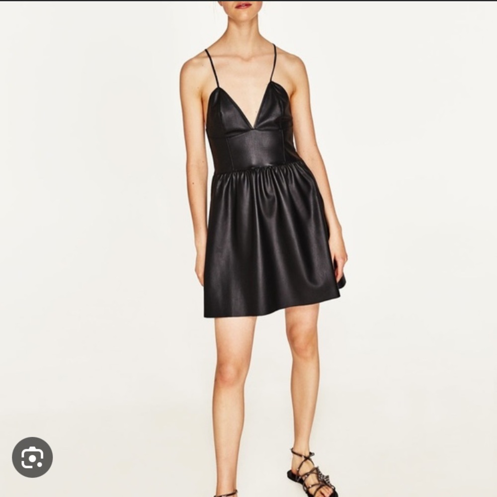 ZARA Faux Leather Dress With Straps